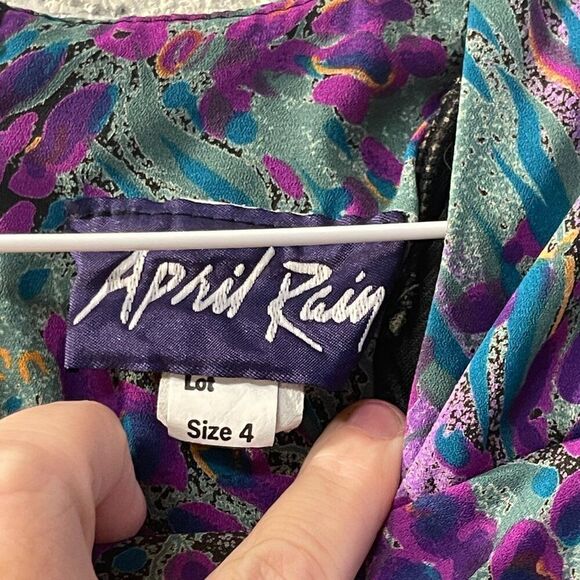 APRIL RAIN 80s does 30s Vintage Flowy Art Deco Midi Dress 4 - Picture 6 of 12